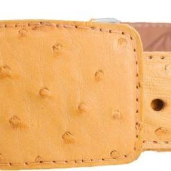 Guadalajara Western Wear White Diamond Avestruz Leather Belt - Mantequilla