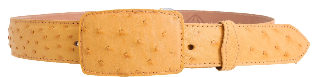 Guadalajara Western Wear White Diamond Avestruz Leather Belt - Mantequilla 3 Guadalajara Western Wear White Diamond Avestruz Leather Belt - Mantequilla