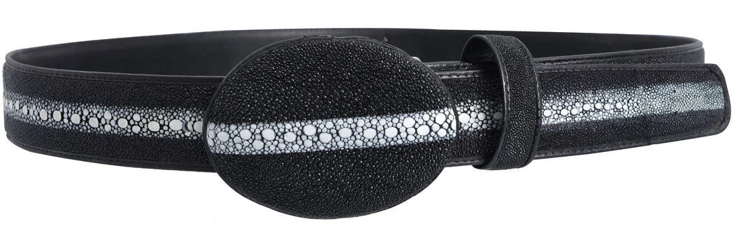 Guadalajara Western Wear White Diamond Mantarraya Leather Belt - Negro 3 Guadalajara Western Wear White Diamond Mantarraya Leather Belt - Negro