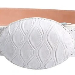 Guadalajara Western Wear White Diamond Oso Imitation Leather Belt - Blanco
