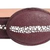 Guadalajara Western Wear Men White Diamond Stingray Imitation Leather Belt - Vino