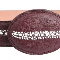 Guadalajara Western Wear Men White Diamond Stingray Imitation Leather Belt - Vino
