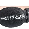 Guadalajara Western Wear White Diamond Stingray Imitation Leather Belt - Negro