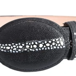Guadalajara Western Wear White Diamond Stingray Imitation Leather Belt - Negro
