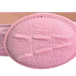 Guadalajara Western Wear Men White Diamond Cocodrilo Imitation Leather Belt - Rosa