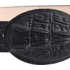 Guadalajara Western Wear White Diamond Cocodrilo Imitation Leather Belt - Negro