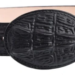 Guadalajara Western Wear White Diamond Cocodrilo Imitation Leather Belt - Negro