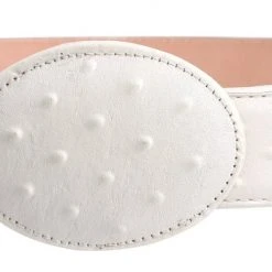 Guadalajara Western Wear Men White Diamond Avestruz Imitation Leather Belt - Hueso