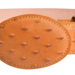 Guadalajara Western Wear White Diamond Avestruz Imitation Leather Belt - Mantequilla