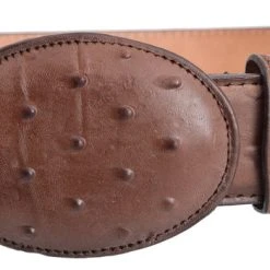 Guadalajara Western Wear White Diamond Avestruz Imitation Leather Belt - Cafe