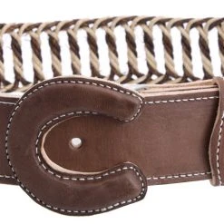Guadalajara Western Wear White Diamond Soga Escalera Cruzada Leather Belt - Brown Men