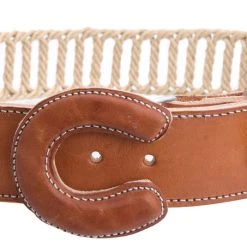 Guadalajara Western Wear White Diamond Soga Escalera Leather Belt - Natural Men