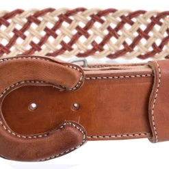 Guadalajara Western Wear White Diamond Soga Escalera Leather Belt - Natural / Vino Men