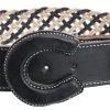 Guadalajara Western Wear Men White Diamond Escalera Cruzada Leather Belt - Negro