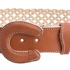 Guadalajara Western Wear White Diamond Soga Escalera Leather Belt - Light Brown