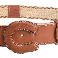 Guadalajara Western Wear White Diamond Soga En Linea Leather Belt - Cafe