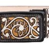 Guadalajara Western Wear Men White Diamond Lazer Cut Leather Belt - Negro Blanco