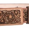 Guadalajara Western Wear White Diamond Lazer Cut Leather Belt - Miel Men