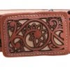 Guadalajara Western Wear White Diamond Lazer Cut Leather Belt - Cognac Men