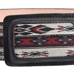 Guadalajara Western Wear Men White Diamond Cintilla Leather Belt - Vino