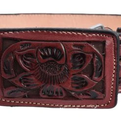 Guadalajara Western Wear White Diamond Cincelado Leather Belt - Cognac Men