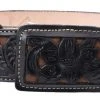 Guadalajara Western Wear White Diamond Cincelado Leather Belt - Negro