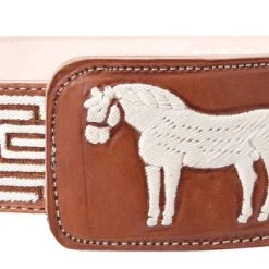 Guadalajara Western Wear White Diamond Piteado Regular Leather Belt - Natural