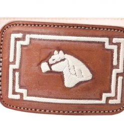 Guadalajara Western Wear Men White Diamond Piteado Regular Leather Belt - Natural