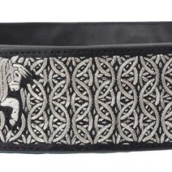 Guadalajara Western Wear Men White Diamond Hilo De Plata Fino Leather Belt - Negro