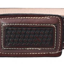 Guadalajara Western Wear Men White Diamond Cerda Leather Belt - Cafe