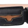 Guadalajara Western Wear White Diamond Torrito Leather Belt - Negro