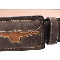 Guadalajara Western Wear White Diamond Torrito Leather Belt - Chocolate