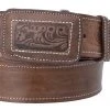 Guadalajara Western Wear White Diamond Cincelado Medio Leather Belt - Cafe