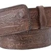 Guadalajara Western Wear Men White Diamond Grabado Leather Belt - Cafe Chocolate