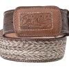 Guadalajara Western Wear White Diamond Costal Leather Belt - Brown