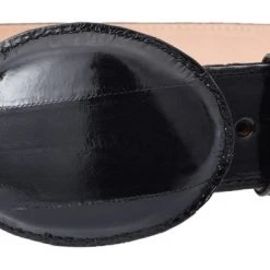 Guadalajara Western Wear White Diamond Anguila Leather Belt - Negro