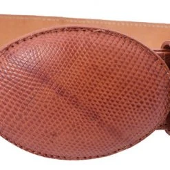 Guadalajara Western Wear White Diamond Lizard Leather Belt - Cognac