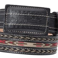 Guadalajara Western Wear White Diamond Cerda Con Cintilla Leather Belt - Negro Men