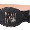 Guadalajara Western Wear White Diamond Mezclilla Leather Belt - Negro