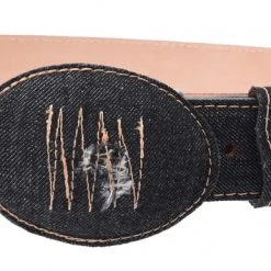 Guadalajara Western Wear White Diamond Mezclilla Leather Belt - Negro