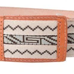 Guadalajara Western Wear White Diamond Cintilla Completa Leather Belt - Natural Men