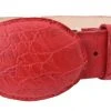 Guadalajara Western Wear Men White Diamond Caiman Belly Imitation Leather Belt - Rojo