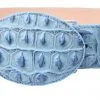 Guadalajara Western Wear White Diamond Cocodrilo Imitation Leather Belt - Azul