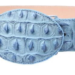 Guadalajara Western Wear White Diamond Cocodrilo Imitation Leather Belt - Azul