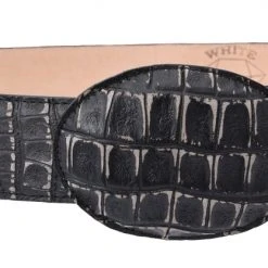 Guadalajara Western Wear White Diamond Cocodrilo Imitation Leather Belt - Negro Gris Men