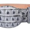Guadalajara Western Wear White Diamond Cocodrilo Imitation Leather Belt - Gris