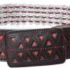 Guadalajara Western Wear White Diamond Corcholata Leather Belt - Rojo Men