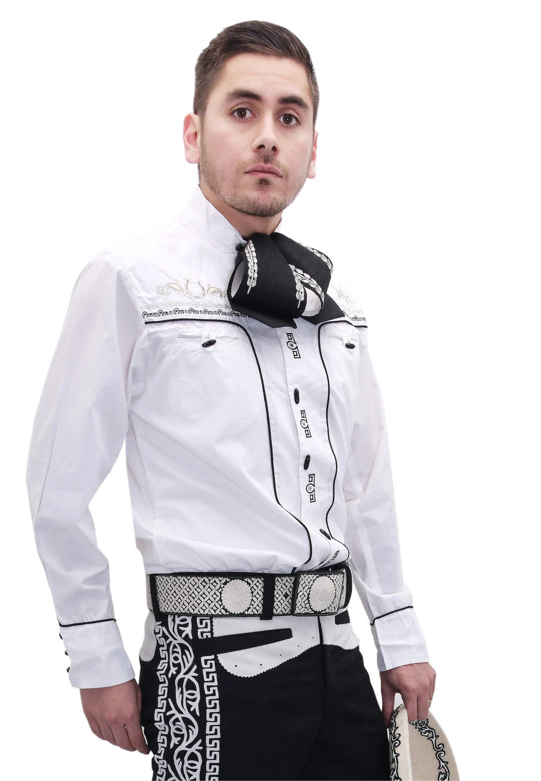 Guadalajara Western Wear Camisa Charra Tradicional Blanco / Negro 3 Guadalajara Western Wear Camisa Charra Tradicional Blanco / Negro