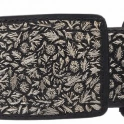 Guadalajara Western Wear White Diamond Hilo De Plata Fino Leather Belt - Negro Men