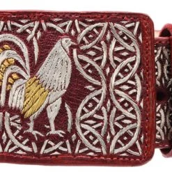 Guadalajara Western Wear White Diamond Hilo De Plata Fino Leather Belt - Vino